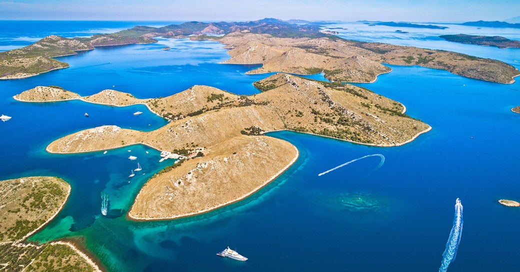 kornati archipelago, with islands and deep blue sea