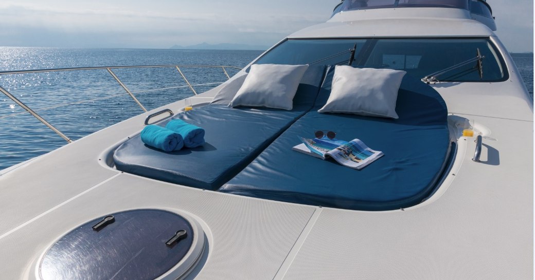 Foredeck sunpads on luxury yacht ALMAZ