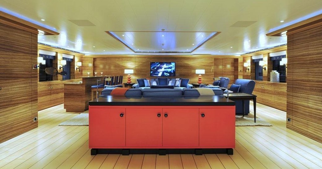 The main salon of luxury yacht TV