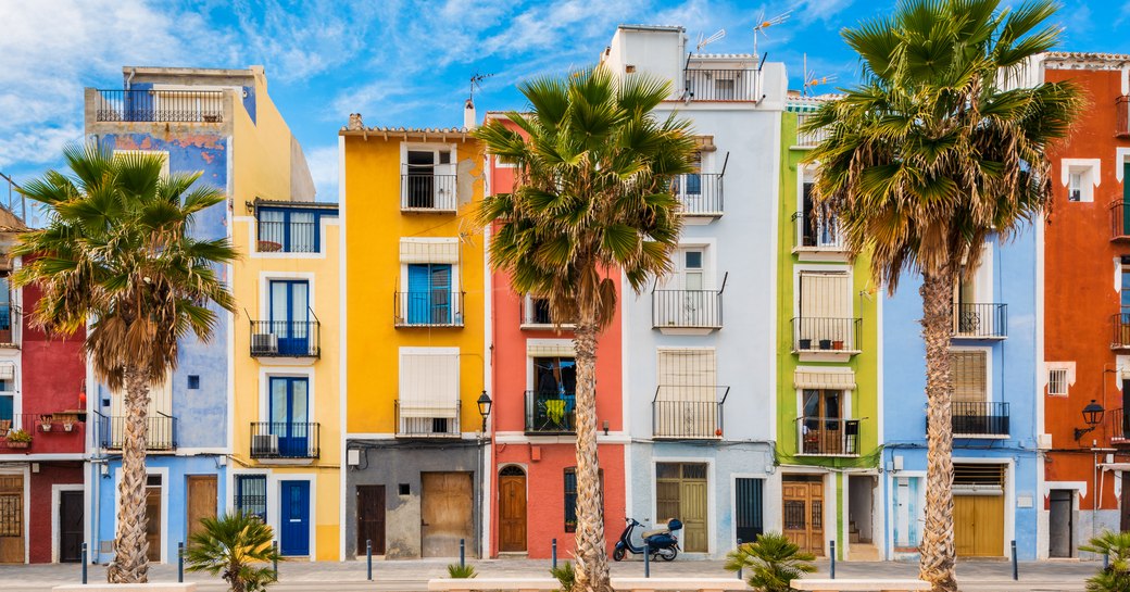 Colorful street of houses in Spain