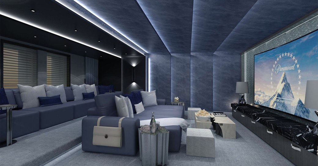 cinema room on luxury yacht tatiana