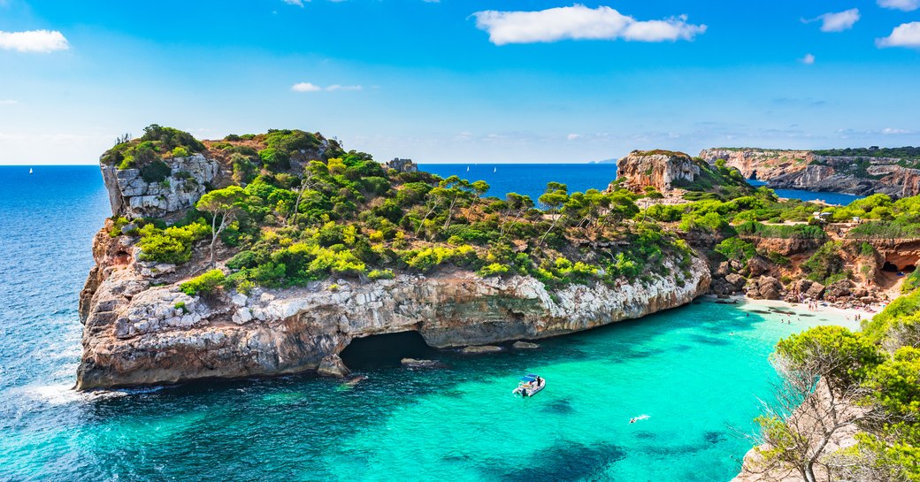 yachts in beautiful bay in The Balearics