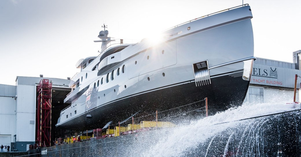 amels yacht stardust hits the water in vlissingen