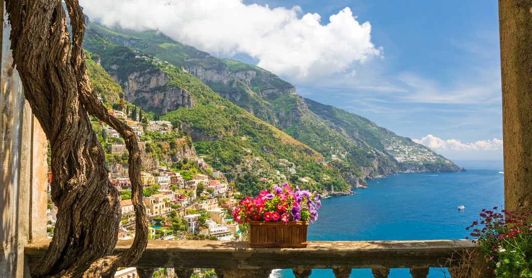 amalfi coast view from the hotel in ravello