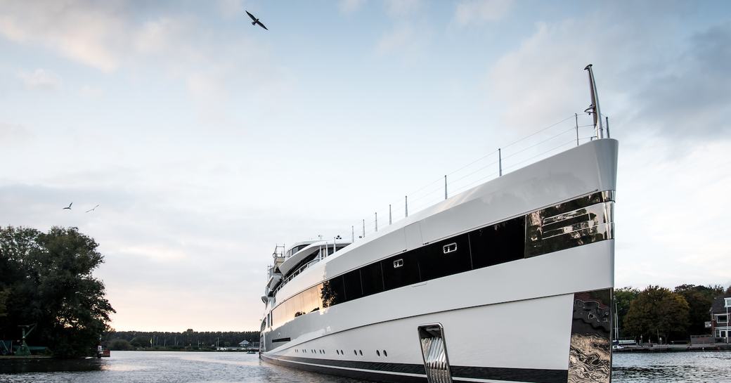 Lady S charter yacht profile shot of bow