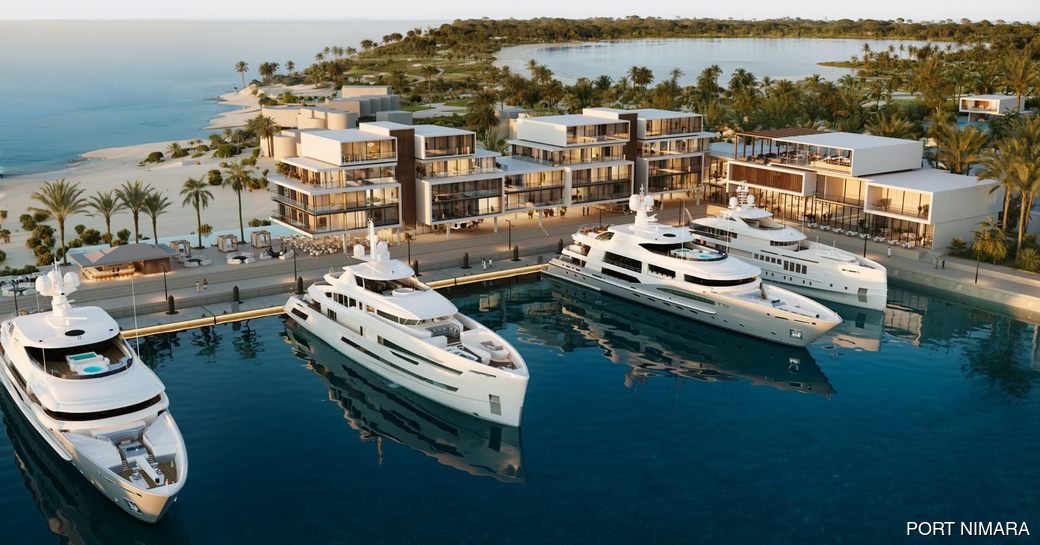 Impression of completed marina at Port Nimara with superyacht charters