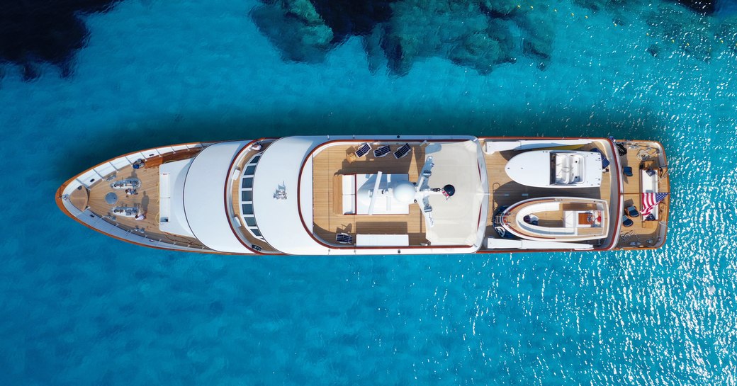 birds eye view of yacht