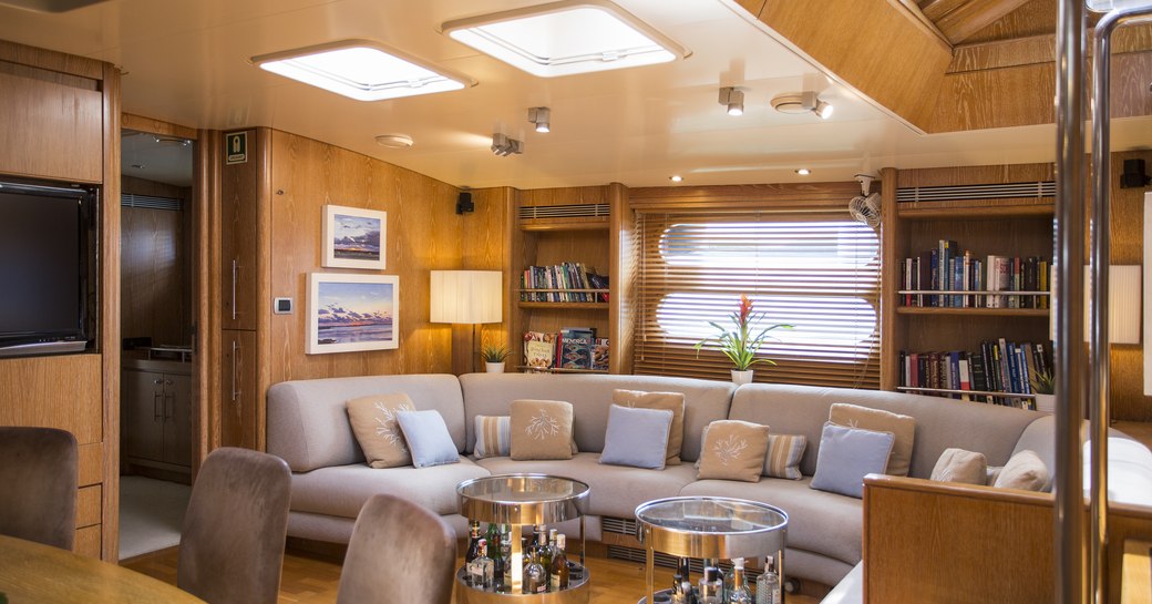 main salon on board charter yacht songbird