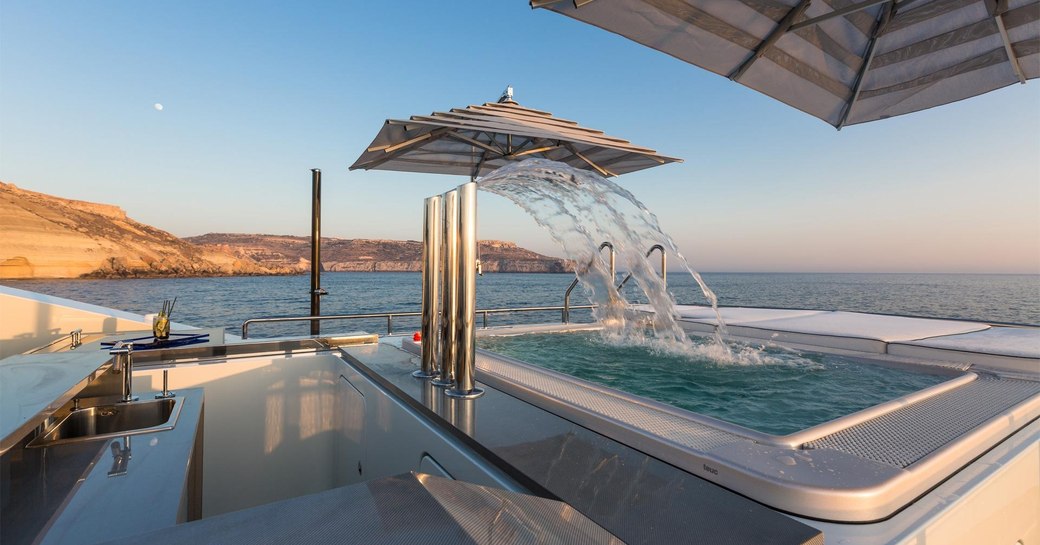 superyacht ocean paradise's waterfall jacuzzi