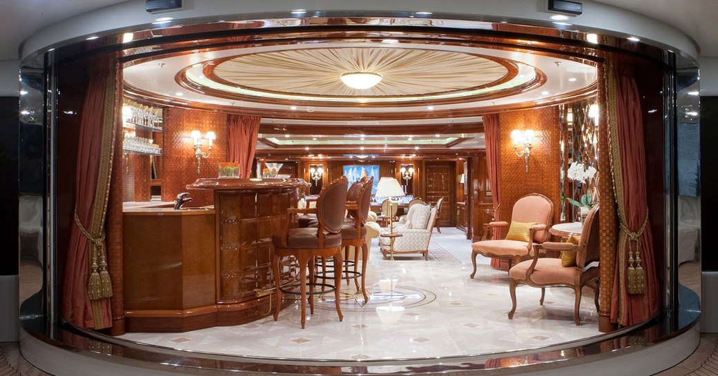 The main salon of luxury yacht St David