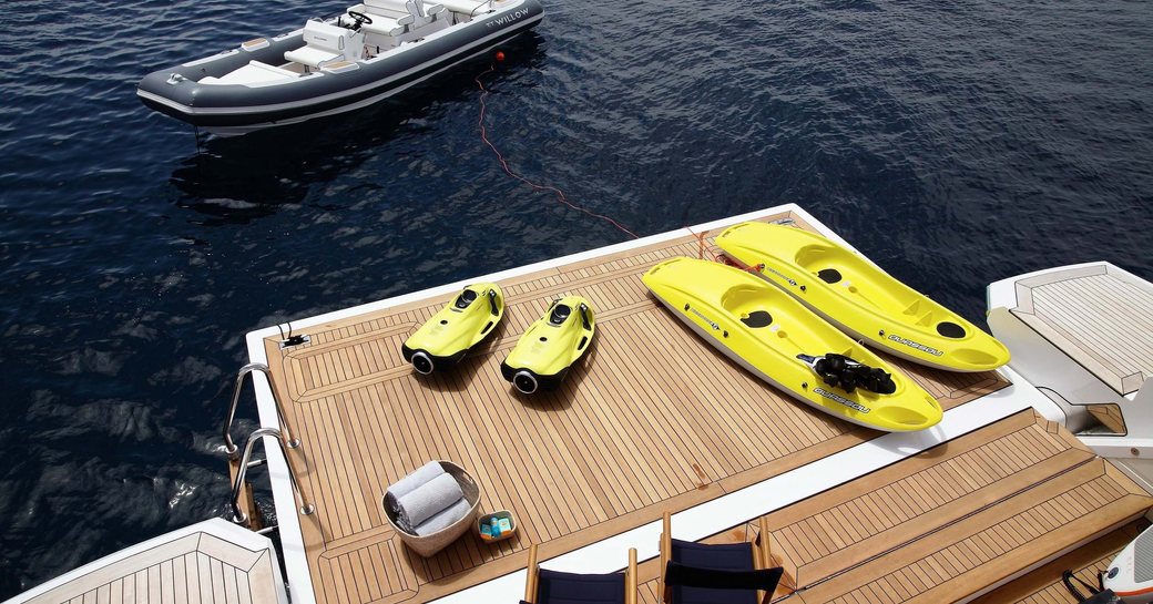Charter yacht WILLOW swim platform and toys