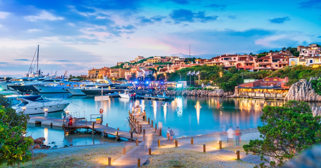 Porto Cervo marina at night in Sardinia