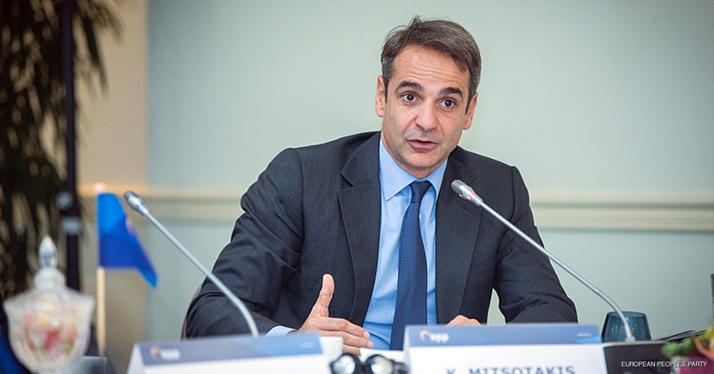 Greece Prime Minister Kyriakos Mitsotakis at briefing in EU Parliament