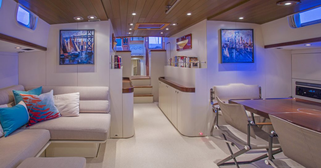 The main salon of luxury sailing yacht JUPITER