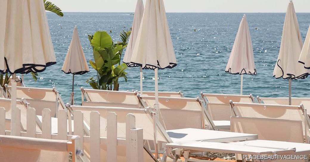 Plage Beau Rivage Nice beach loungers and parasols