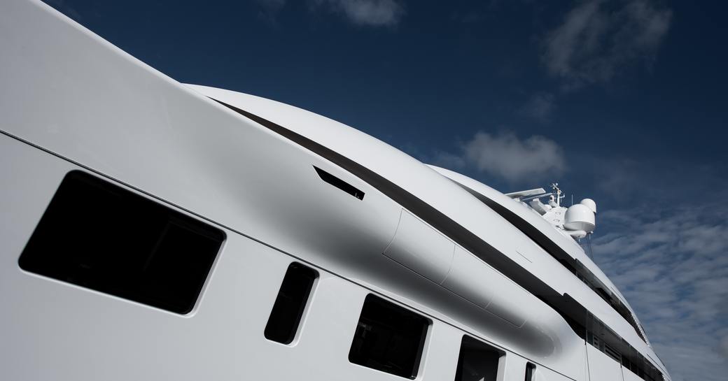 Close up of superyacht BLISS