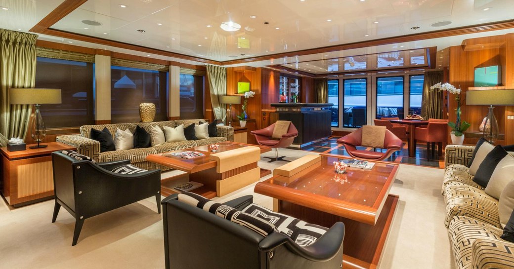 sumptuous seating area in the main salon of superyacht Sequel P