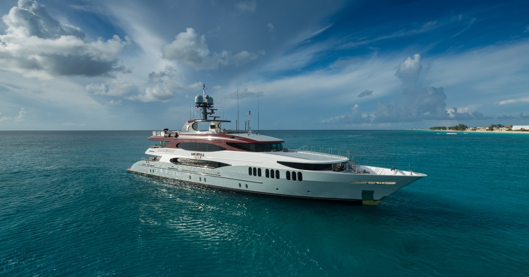 Amarula Sun at anchor in the caribbean far away from the reach of covid-19