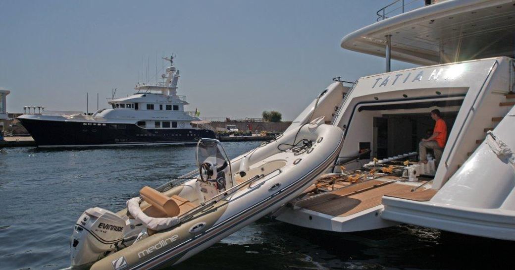 A tender launching from charter yacht TATIANA I