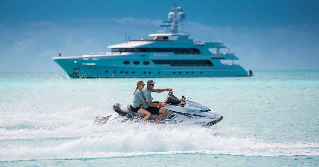 superyacht with jet-skis