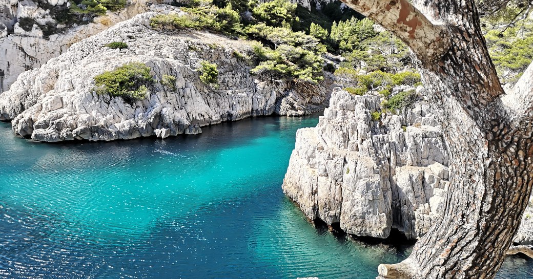 glistening blue waters in the South of France