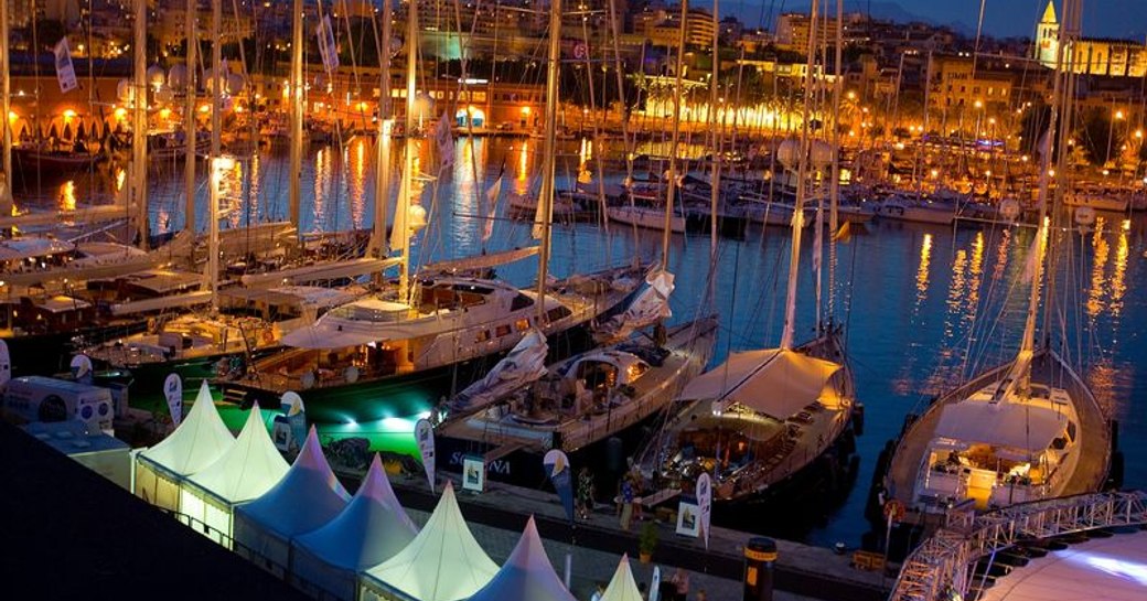 Sailing yachts berthed ahead of the Superyacht Cup Palma