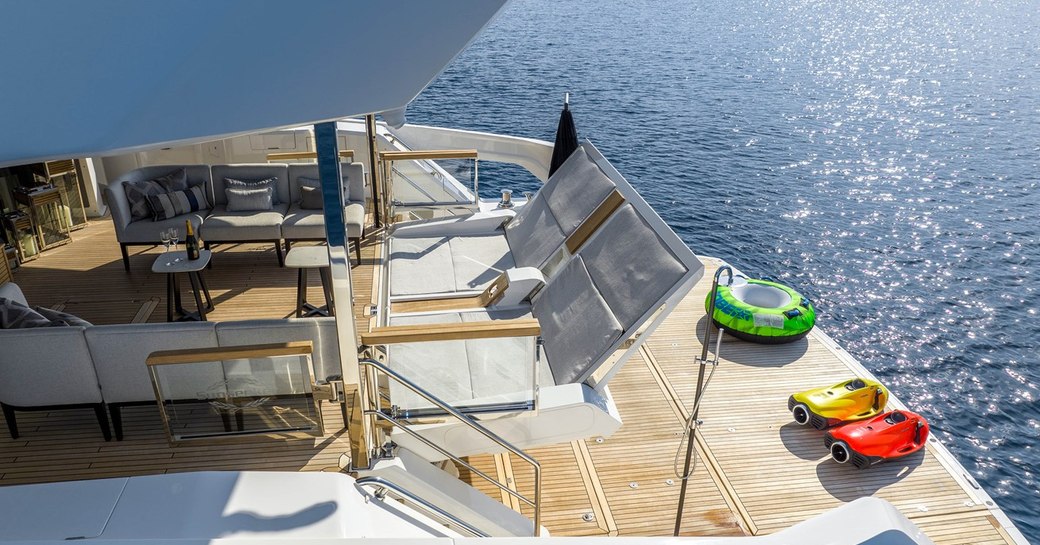 Overview of Sunseeker X-TEND™ onboard charter yacht GLASAX