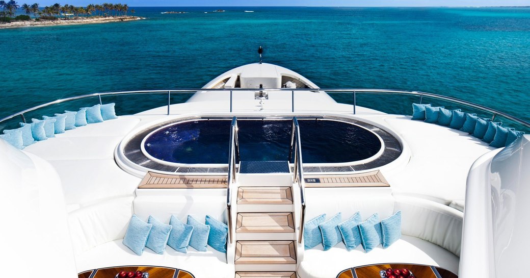 spa pool on the forward section of the sundeck aboard motor yacht Lady E 