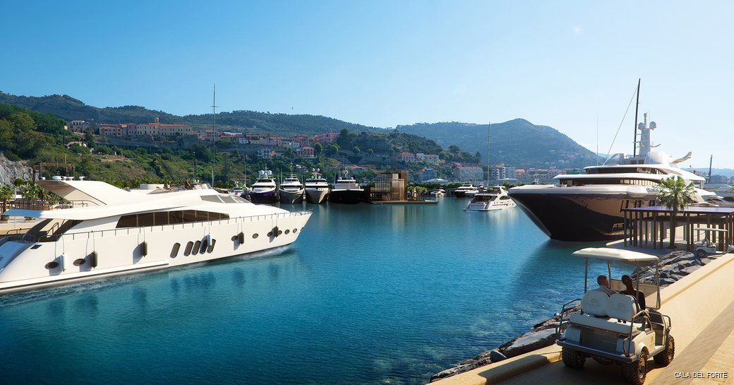 Yachts in harbour at Cala del Forte marina