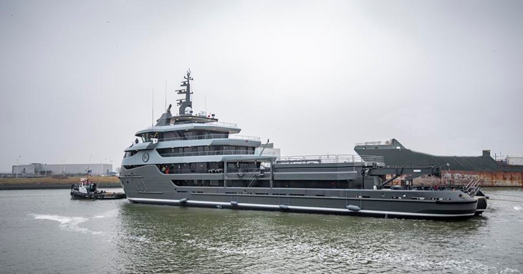 Luxury superyacht RAGNAR being launched