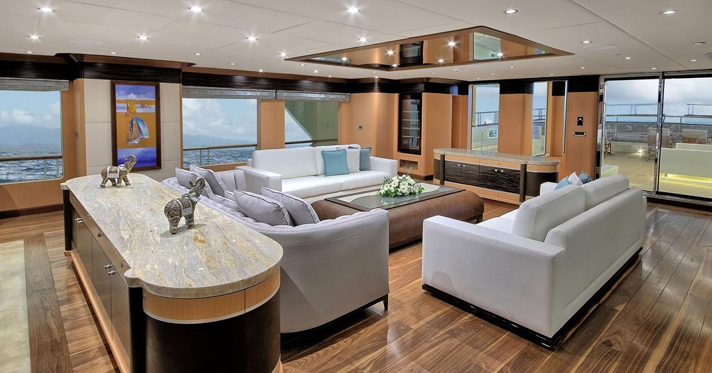 stylish main salon on board superyacht MEIRA