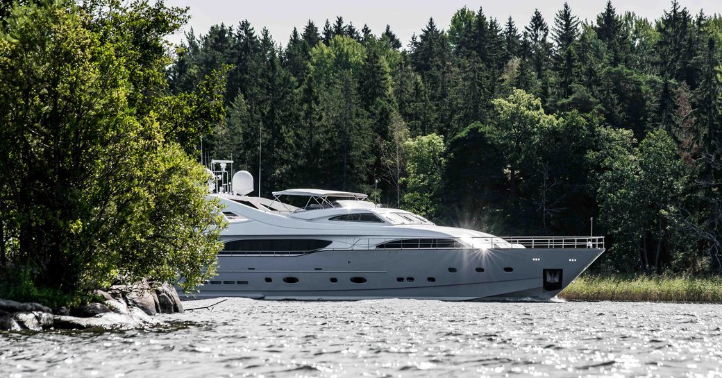 Beautiful charter yacht QUEEN OF SHEBA cruising through the water