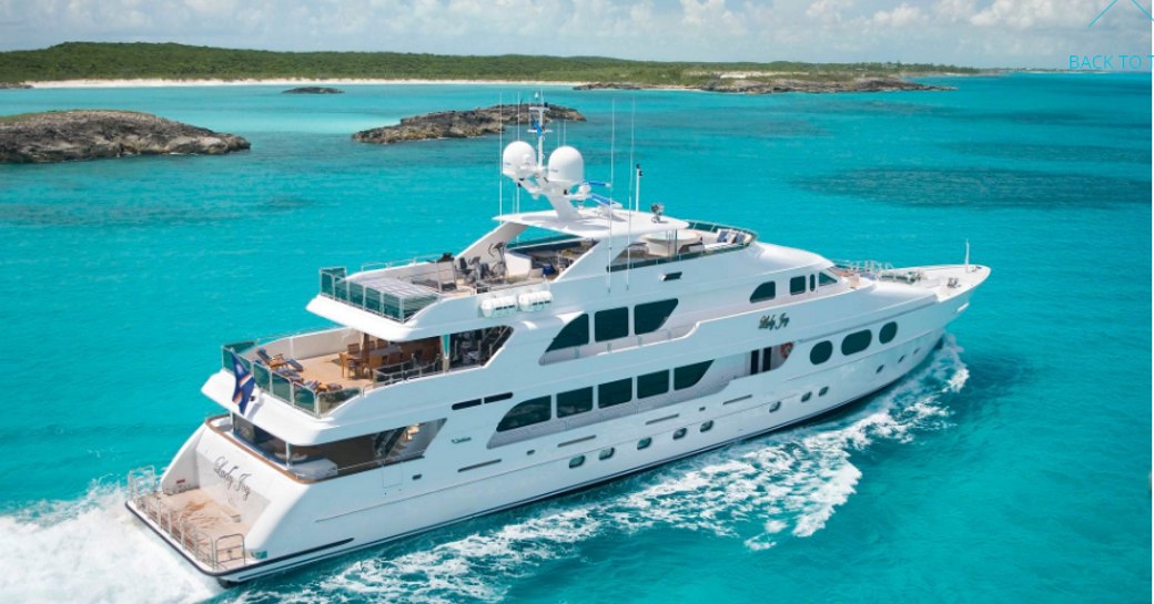 motor yacht Lady Joy cruising on a luxury yacht charter in the Bahamas