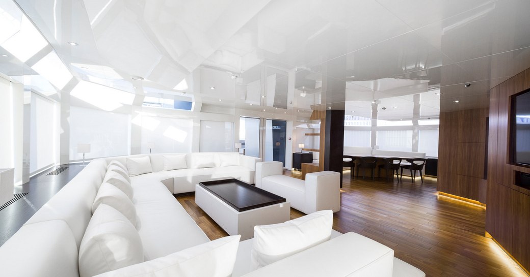 Stylish main salon on board 'Enigma XK'