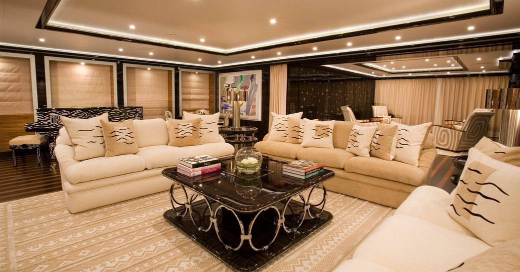 Main salon on board superyacht ALFA NERO