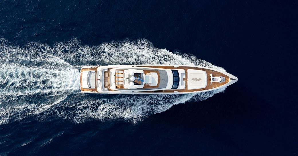 Aerial image of luxury superyacht Binta D'Or