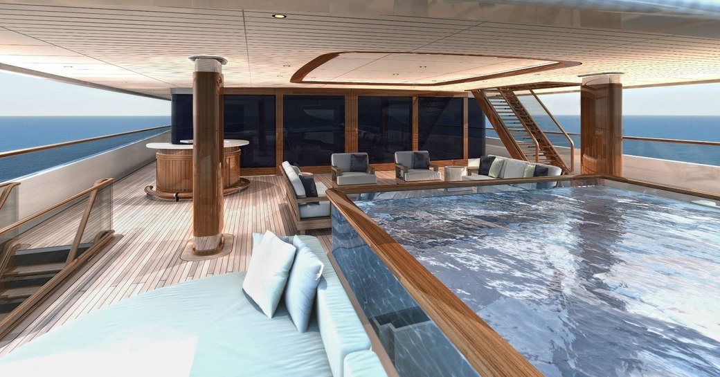 A rendering of the infinity pool featured on board Feadship superyacht VERTIGO