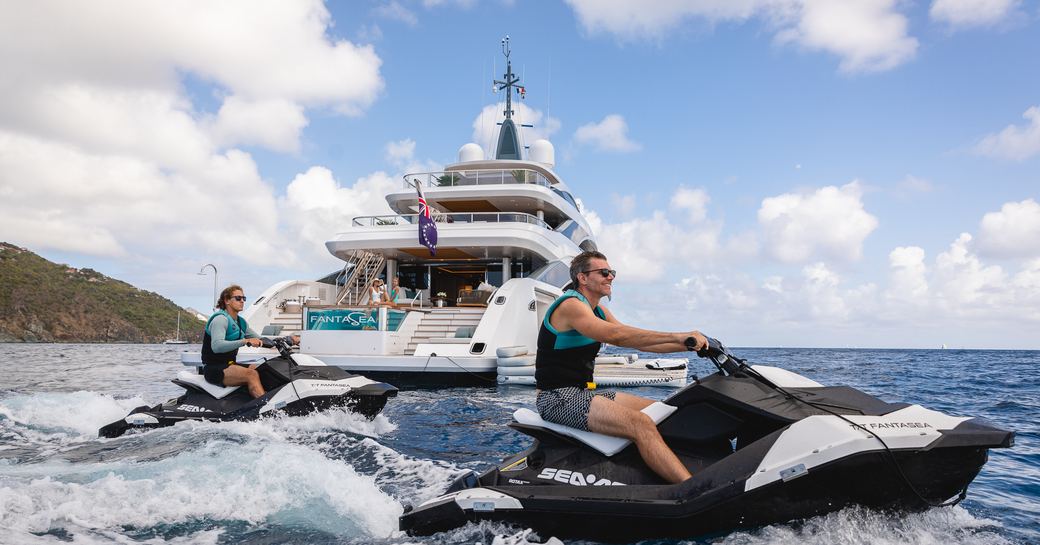 Water toys with charter yacht MINE GAMES