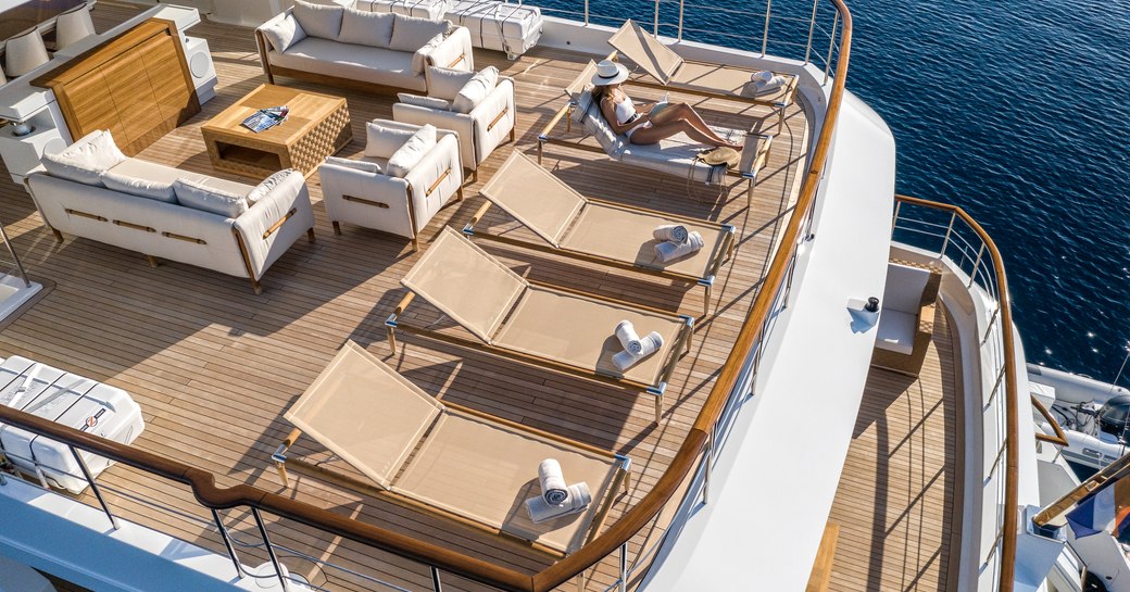 Sun deck on motor yacht sunrise