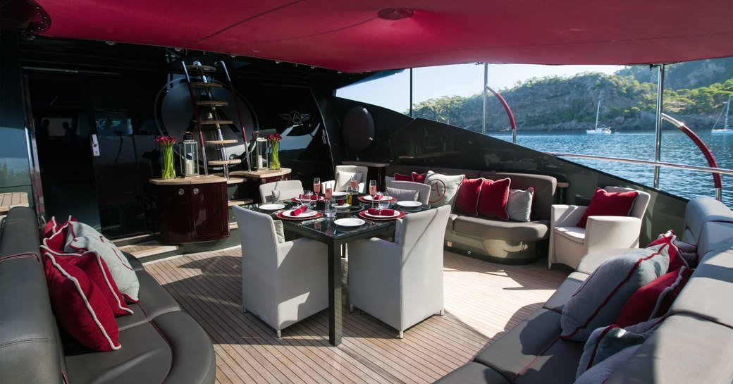 main deck aft with alfresco dining option on board superyacht ASCARI 