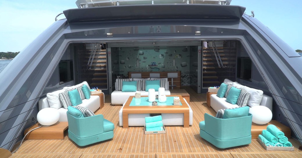 Beach club on board charter yacht UTOPIA IV