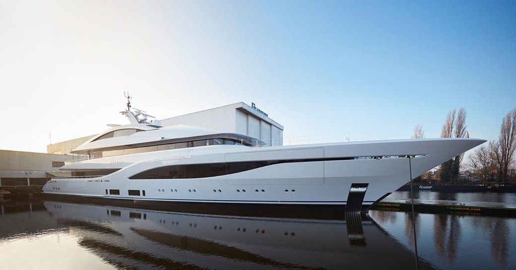 superyacht arrow by feadship berthed in the mediterranean