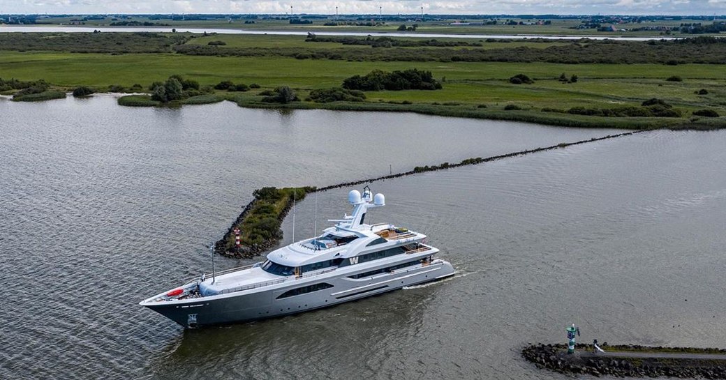 feadship superyacht w underway as she finishes sea trials in the north sea