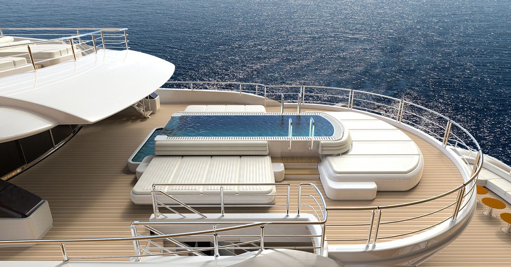 The pool on the sundeck of superyacht O'PTASIA