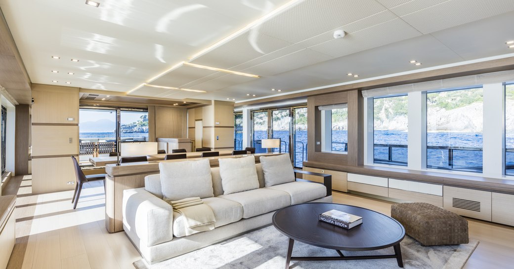 main salon on megayacht katia