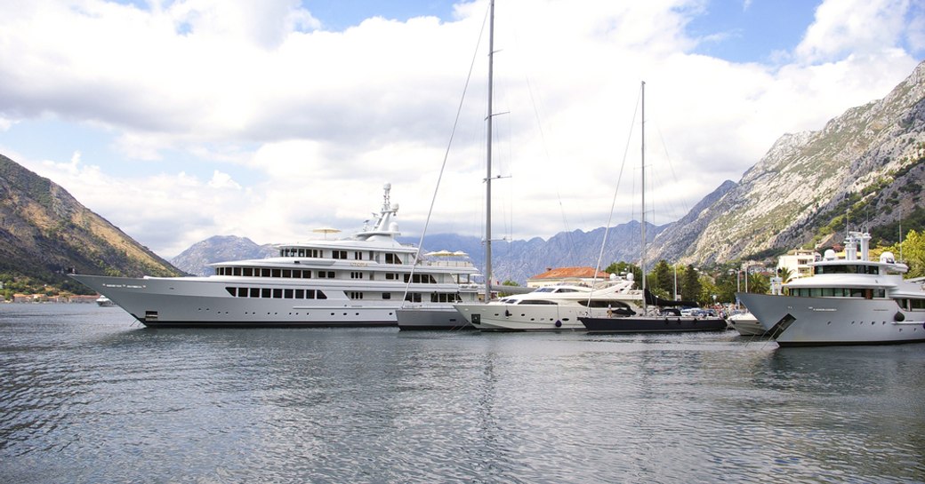 Yachts moored in a harbour in Croatia