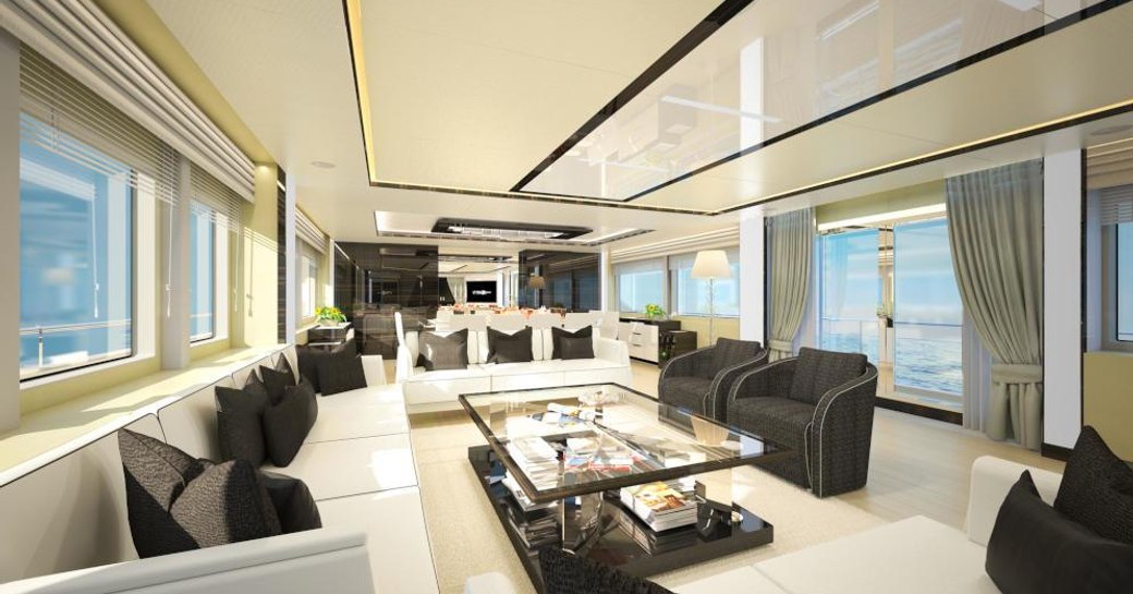 A visual rendering of the interior spaces of M/Y Ghost II