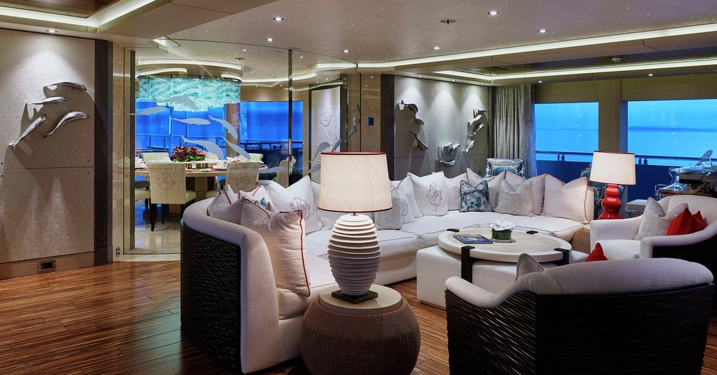 TRANQUILITY yacht main salon and interior details