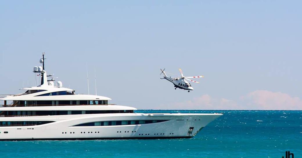 charter yacht with helipad