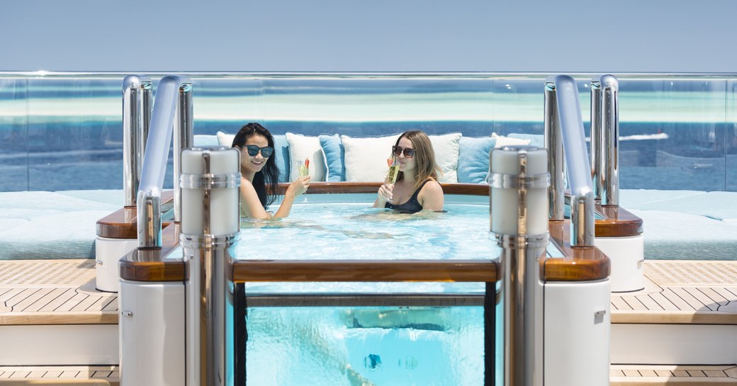 Swimming pool on board charter yacht NIRVANA